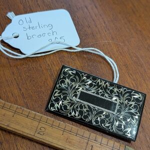 Sterling Silver Vintage Black and Silver Gothic Brooch